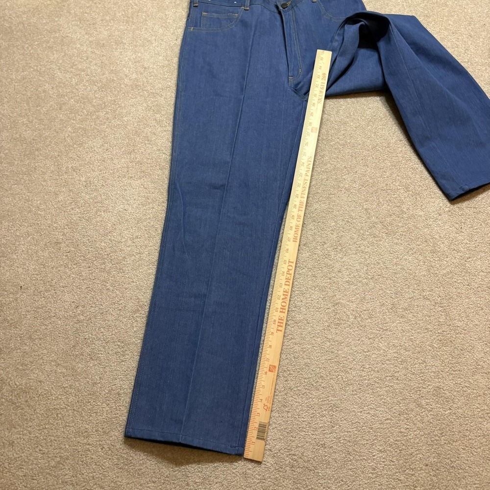 Vtg 1970s Raw Denim Blue Jeans Mens Fit 34x31 Blue Straight Leg Pants - Picture 12 of 13